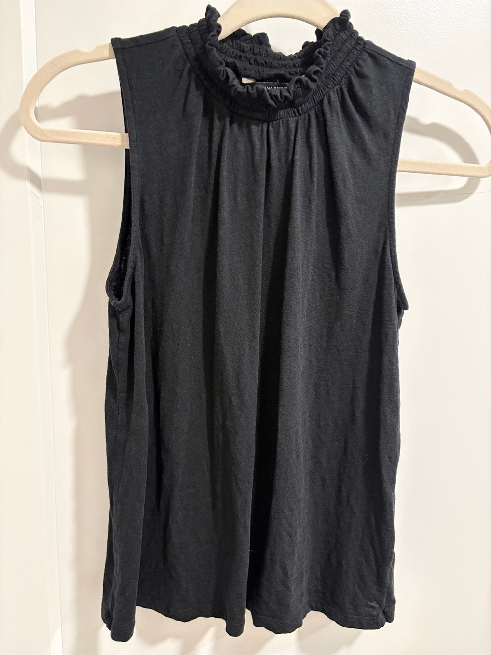 Banana Republic Black Ruffle Mock-Neck Sleeveless Tank